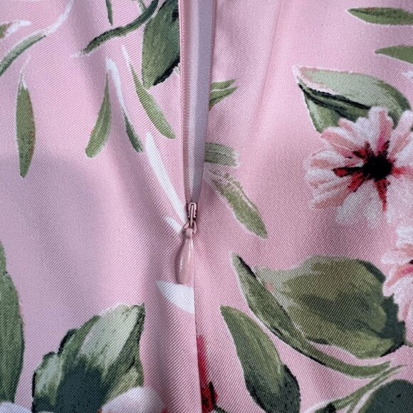 ALYX Midi Dress Sz 10 Sleeveless Pink White Floral Flowers Polyester Spandex - Picture 10 of 16